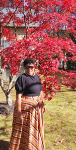 Machine Washable Autumn Stripes Maxi Wrap Skirt
